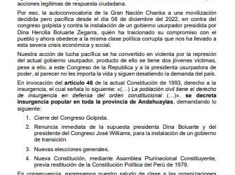 Andahuaylas se Pronuncia. La propia tierra de Boluarte la Rechaza
