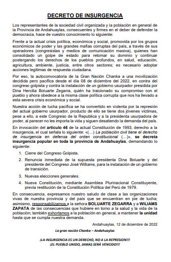 Andahuaylas se Pronuncia. La propia tierra de Boluarte la Rechaza