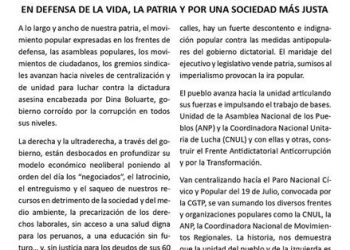 Perú: 19 de julio o 25-29 de julio: una encrucijada para el movimiento popular y la izquierda