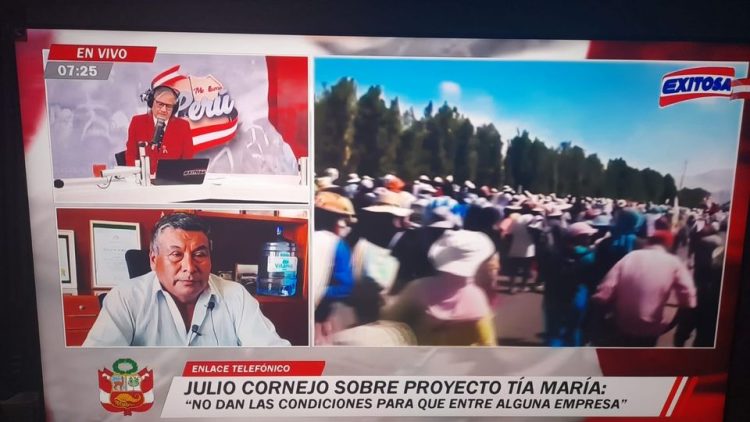 Perú: Dictadura miente sobre proyecto Tía María en su mensaje presidencial pues Valle del Tambo no lo respalda, afirma dirigente