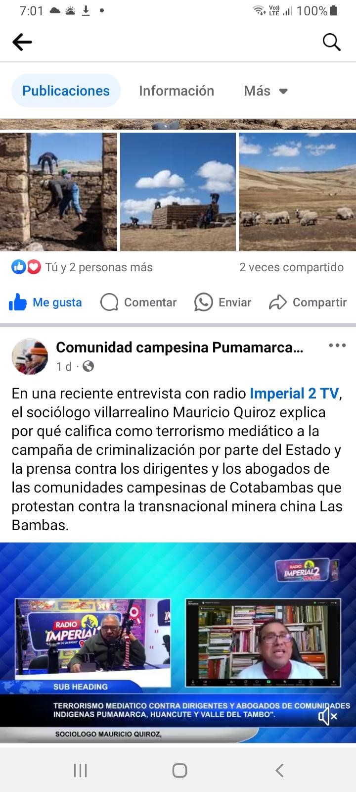 Perú: Porque existe terrorismo mediático contra abogados y dirigentes de comunidades y pueblos?