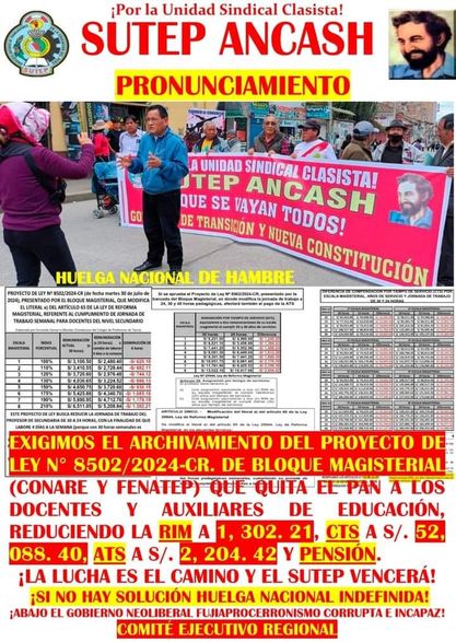 Perú: Sin pena ni gloria revisionistas del CEN SUTEP mandan al sacrificio a sus raleadas bases