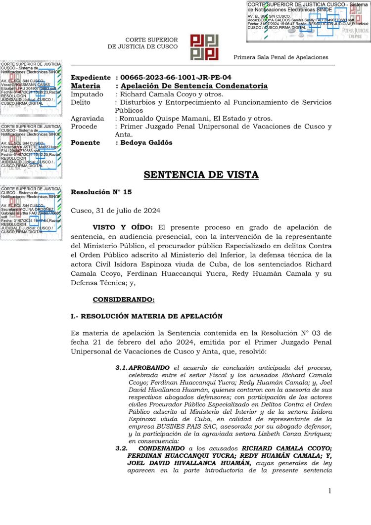 Perú: Fiscalía y abogados de sentenciados comuneros quechua hablantes de Cuyo Grande, Cusco, deben una explicación al país.