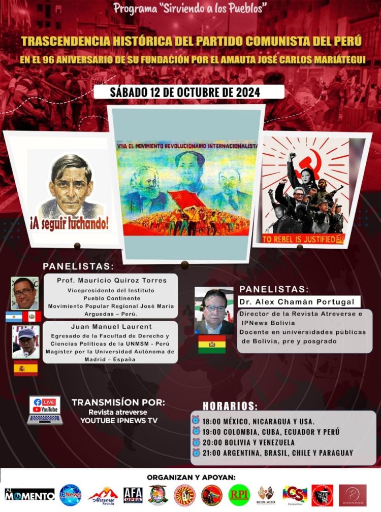 Perú: Debate el sábado 12 de octubre, desde las 7.00 pm, sobre los 96 años del PCP.