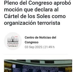 Peru: Repudiar a 73 congresistas por votar contra inexistente cartel de los soles para acusar a Venezuela bolivariana