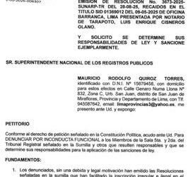 Peru: denuncian a 6 vocales del Tribunal Registral por favorecer mafia EMSEMSA de Paramonga