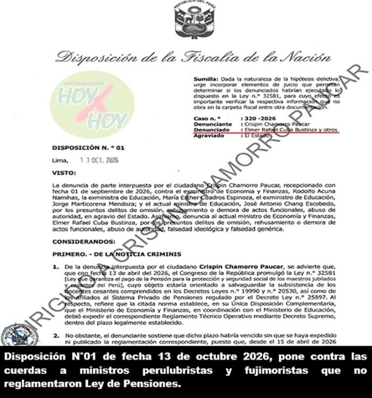 Perú: 6 años de cárcel para Elmer Cuba y J. Chang por incumplir ley 32581