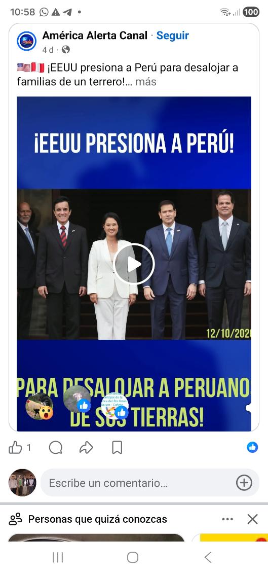 Perú: prensa internacional informa sobre intromisión de EE.UU. en desalojo